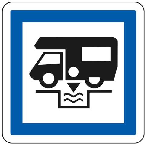 Signalétique.biz France, Panneau d'indication des services Station de vidange pour caravanes CE24 Signalisation Carré Fond blanc Ecolign Panneau Securite Routiere, Gamme Ecolign, 350 mm