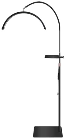 ayex LED Beauty Lampe dimmbar höhenverstellbar U-Bogen Stehlampe mit Ablage Kosmetik Tattoo wimpern 36W schwarz