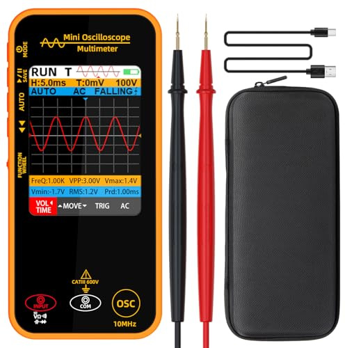 BSIDE OS1 Handheld Digital Oscilloscope Multimeter 10MHz Simple Oscilloscope Ultra-slim with 3.2” Full View Colour LCD Pocket Mini Multimeter Measures Voltage Millivolt Resistance Capacitance Diode