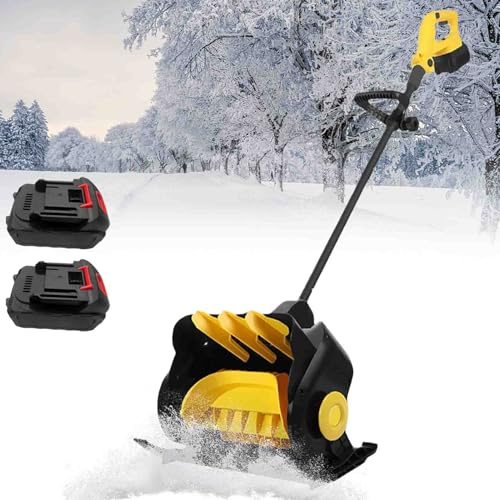 Pala da neve elettrica, senza fili, con 2 batterie, 23000 giri/min, direzione regolabile, asta telescopica, 21 V, per vialetti e strade
