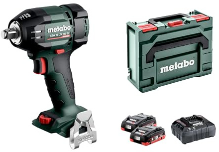 metabo Akku-Schlagschrauber SSW 18 LTX 550 BL, 18 V Schlagschrauber, 550 Nm | Bürstenloser Motor, 1/2 Zoll Außenvierkant, APS-Modus, inkl. 2 x 4.0 Ah LiHD Akku, Ladegerät, Gürtelhaken und metaBOX 145