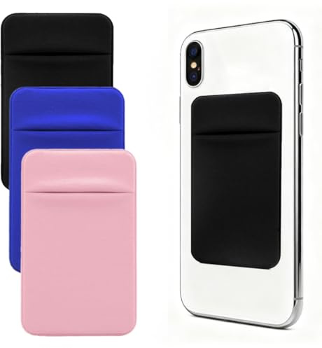 VYNZOR Pack 3 Unidades Soporte Adhesivo Móvil para Tarjetas, Cartera Móvil Delgada para Llevar Tarjetas y Efectivo, Ideal para Gimnasio, Running y Viajes, Fácil de Instalar