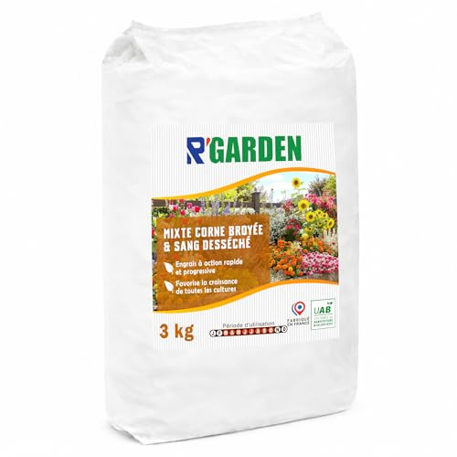 R’GARDEN – Engrais Organique Mixte Corne Broyée & Sang Desséché | Engrais Naturel à Action Rapide et Progressive | Favorise la Croissance de Toutes les Cultures | Fabriqué en France (3 KG)