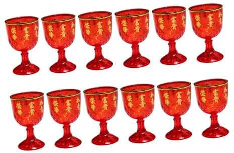 TOPPERFUN 12 Pezzi Bicchieri Plastica Rossi da Vino 40ml per Matrimoni Coppa da Liquore Scritte Augurali Set per Feste e Ricevimenti Casa Ristorante