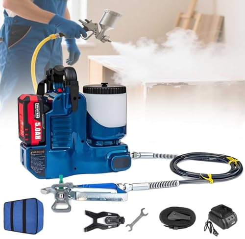 Pistola de pulverización eléctrica inalámbrica sin aire, alta presión de 15 MPa con capacidad de 1,2 L, batería de litio de 21 V, 6 velocidades ajustables para pintura de látex, ideal para pintura