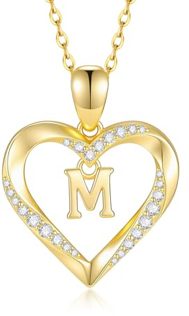 Collier Femme Or Coeur avec Lettre , Initiales Coeur Pendentif Collier