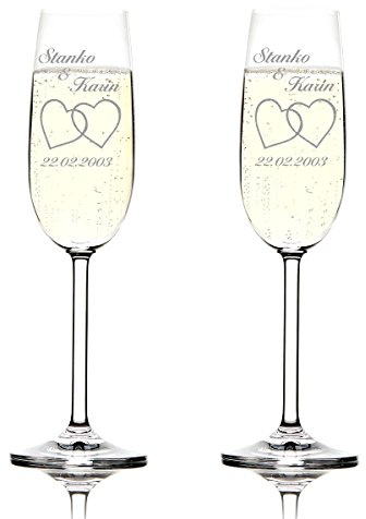 polar-effekt 2 Sektgläser personalisiert mit Namen als Hochzeitsgeschenk, Verlobungsgeschenk Gläser für Sekt als Geschenkidee für Verliebte zur Hochzeit, zum Valentinstag, Sektflöten für Paare