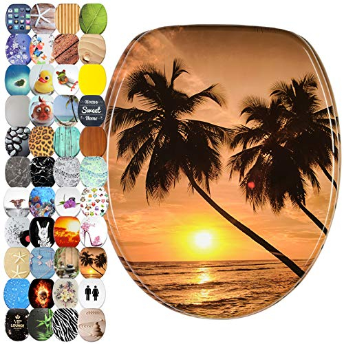 Sanilo WC Sitz mit Absenkautomatik, viele schöne Toilettendeckel zur Auswahl, hochwertige und stabile Qualität aus Holz (Summer)