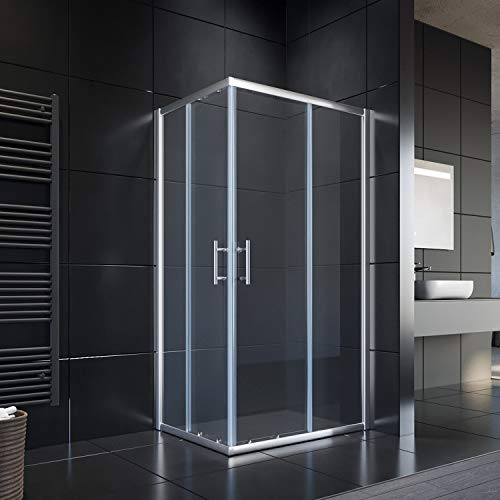 Glasdeals SPA-FIX Cabine de douche Double porte coulissante en verre 90 x 90 cm, 100*80*195cm ohne Duschtasse
