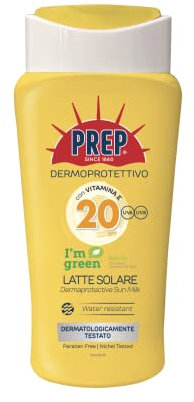 Prep, Latte Solare Dermoprotettivo SPF20, Con Glicerina e Vitamina E, Protezione UVA-UVB, Senza Parabeni, 200ml