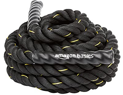 Amazon Basics Battle Rope da 3,8 cm x 12 m, fune pesante da allenamento, Nero