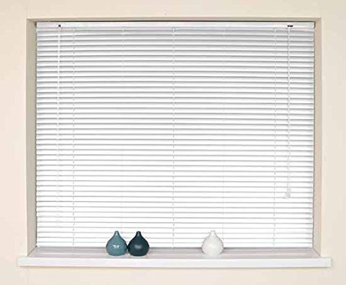 Optimal Products Classic Easy Fit 25mm Aluminium Venetian Blind Home Office Blinds (White, 120cm x 150cm)