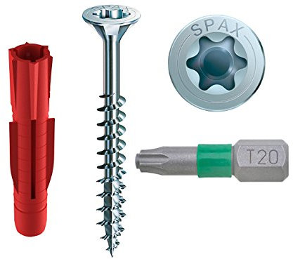 TOX Allzweckdübel Tri 6/51 KT mit Senkkopfschraube SPAX Teilgewinde 5,0 x 70 mm und SPAX®-BIT T-Star plus T 20 VPE 100 Stück