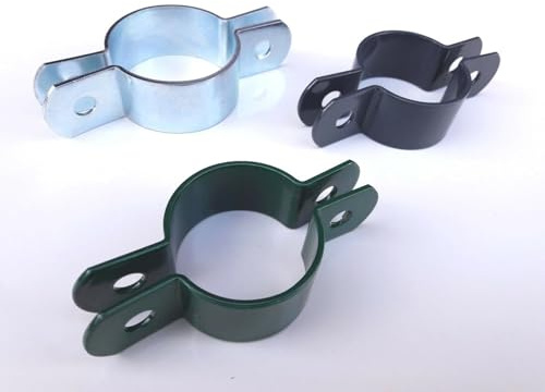 OuM 10 Stück Mittelschelle 48mm für Zaunstrebe/Pfosten, Grün, Graphit, Verzinkt