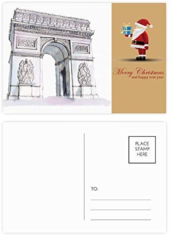 Arc de Triomph in Paris Frankreich Weihnachtsmann Postkarten-Set Dankeskarte Mailing 20 Stück