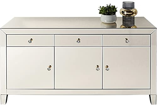 Kare Design Sideboard Luxury Pearl, Champagnerfarbenes Sideboard verspiegelt, mit drei Türen und drei Schüben, edle Griffe, (H/B/T) 77x141x45 cm