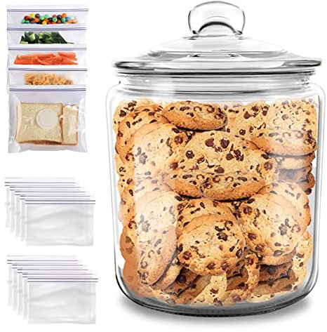 MASTERTOP 3,9L Barattolo per Biscotti in Vetro con Coperchio Ermetico, Barattole in Vetro Spesso e Resistente per Farina, Dolci e Altri Alimenti