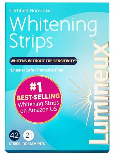 Oral Essentials Lumineux Teeth Whitening Strips- 21 Treatments Dentist Formulated and Certified Non Toxic - Sensitivity Free - NO Artificial Flavors, Colors, and SLS Free