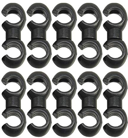 Saipor 10 Stück Fahrrad-Kabelverschlüsse: Schwarz, Kunststoff, Drehbare S-Haken Clips für Bremskabel, Schaltwerk-Kreuzhaken, Schaltkabel, MTB, Rennrad, Citybike, Faltrad, Fixed Gear Bike