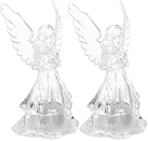 TOYANDONA 2pcs Acrylic Angel Led Lighted Sparkling Figurines Prayer Angel Statues Home Decorative Decor Figurine Angels Statue Xmas Ornaments Decorations