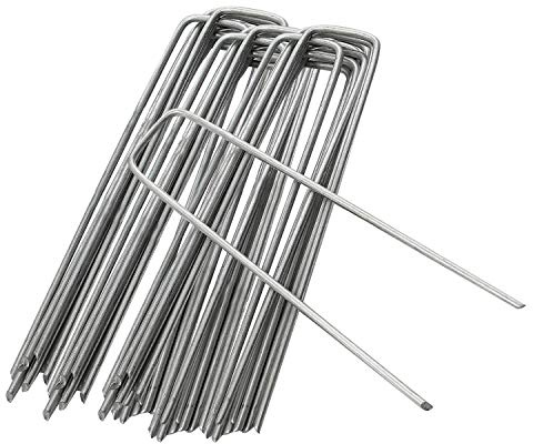 ANSIO Lot de 20 Piquet Jardin de Fixation en Acier Galvanisé 100 mm/4- Ancrage au Sol Toile paillage Agrafes pour bache Mauvaise Herbe