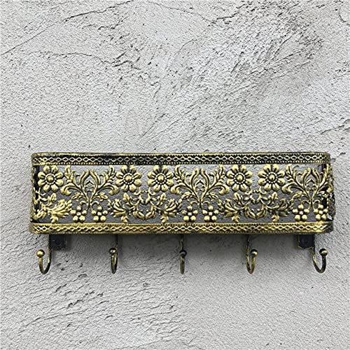 LIJUCAI Briefhalter Wandhaken Organizer Schlüsselaufhänger Vintage Briefhalter Schlüssel Lagerregal Edelstahl Mesh/Korb Netz/Gewebe,Gänseblümchen,Bronze,10x1.6x4 Zoll
