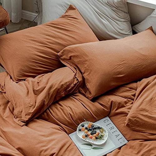 Sedefen Housse de Couette 220x240 cm Caramel Brun Couleur Unie - Parure de Lit 2 Personnes avec Fermeture Éclair - Housse Couette en Microfibre avec 2 Taie d'oreiller 65x65 cm