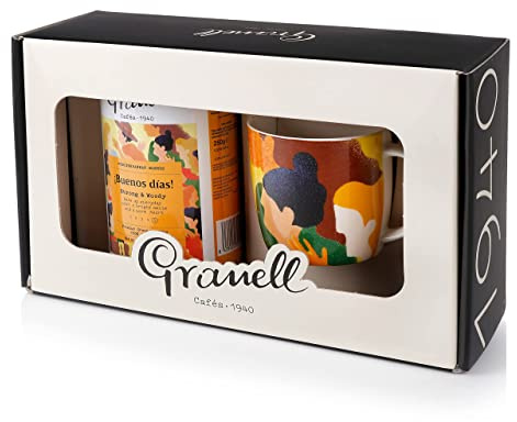 Granell Cafés · 1940 - Coffret Cadeau Arabica 100% en Grains - Intense avec Saveur Boisée, Parfait pour Commencer la Journée | Torréfié Naturel + Tasse