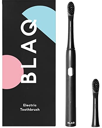BLAQ Sonic Electric Toothbrush for Adults and Kids - Rechargeable with Two Soft Touch Replacement Heads - Long Lasting Battery - Lightweight Rechargeable IPX7-3 Brushing Modes