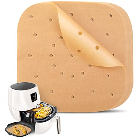 AKlamater 120Pcs Air Fryer Parchment Paper Air Fryer Paper Liner 8.5 Inch Non-Stick Perforated Square Parchment Liner Baking Paper for Oven Air Fryer Steamer Microwave Frying Pan | Perforated Baking Paper For Oven Steamer Microwave Frying Pan Air Fryer Liner