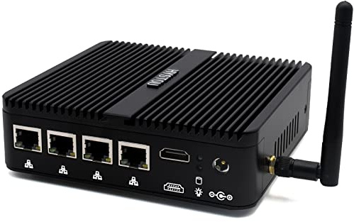 HYSTOU OPNsense Routeur Pare-feu Celeron J4125 avec 4 Go de RAM DDR4 128 Go SSD Pare-feu Mini PC Windows 10 Pro 4 x Intel I225-V 2.5Gigabit LAN Network Security Micro Appliance 4K HD Wifi2.4G+5.0G BT