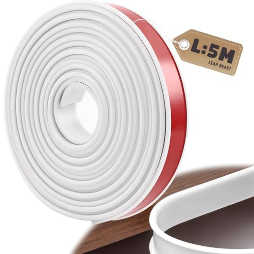 LeapBeast 5M Forme de U Plan de Travail Bande de Garniture, Caoutchouc Souple TPE Placage Bois Couvre Chant pour Meubles pour Réparation et Restauration D’armoires