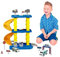 COO11 21 Pcs Parking Lot School Bus Garage Toy, 3-Level Car Racing Track Toy Set, Car Ramp Racer Toy Car Parking Lot, Building Race Garage Adventure Vehicle Toys for Boys Age 3+ Yellow
