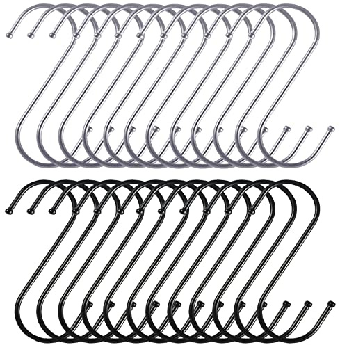 Anzhee Lot de 24 crochets en forme de S pour accrocher des ustensiles de cuisine, salle de bain, chambre à coucher, bureau