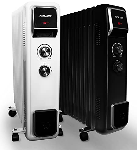 Ölradiator 2500 Watt mit 3 Heizstufen | Thermostat | 11 Rippen elektro Heizkörper | Öl Radiator energiesparend | Überhitzungsschutz | elektrische Heizung | ECO Mode | 1000 1500 (weiss)