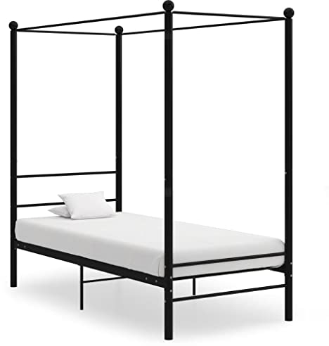 INLIFE Himmelbett Schwarz Metall 90x200 cm,17.9kg,325051