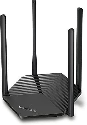 Mercusys WLAN-Router 6 1500 Mbps, Dual-Band WLAN-Router, 4 RJ45 Gigabit-Anschlüsse, 4 5dBi-Antennen, MU-MIMO, WPA3, intelligente Verbindung, Kindersicherung, BSS Coloring-Technologie, MR60X