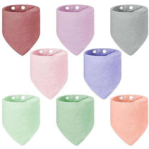 Vicloon Bavaglino Neonato, 8PCS Bavaglini Neonato 100% Cotone, Super Assorbenti e Morbidi, Bambino Drool Bavaglini con 2 Bottoni a Pressione, Bavaglini Bandana per Sbavare e Dentizione (Triangolare)
