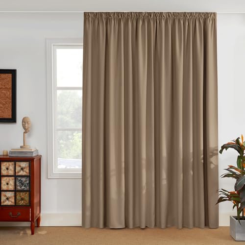 PONY DANCE Kräuselband Gardinen für Schienensystem Vorhang Blickdicht | 1er Set H 220 x B 300 cm, Cappuccino, Breite 300 cm, für Schlafzimmer, Thermovorhang Hitzeschutz, UV-schutz, Curtains