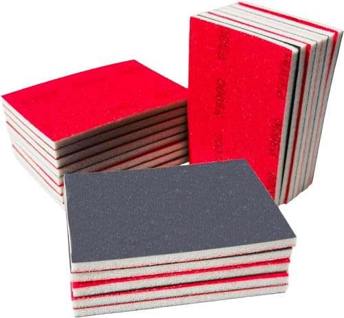 20 PCS 3 x 4 Inch 3000 Grit Sanding Sponge - Ultra Fine Hook-and-Loop Backing Sanding Sponges Pads - Soft Foam Sand Block Wet Dry Sandpaper for Model Plastic Toy Drywall Metal Wood Furniture Polishing