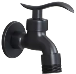 Kupfer Wasserhahn Garten Vollautomatischer Waschmaschinen-Wasserhahn Badezimmer-Moppbecken Messing Einzelner Kaltwasserhahn Schwarzer Haushalt 3/4 Zoll Waschmaschinen-Wasserhahn
