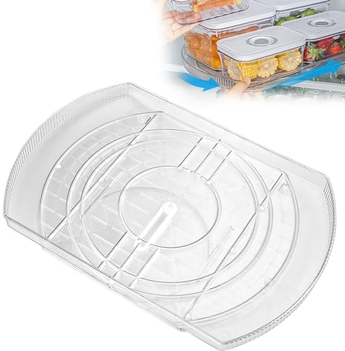 HEKOBAG Kühlschrank Drehteller, Lazy Susan Drehteller Organizer 360° Drehbarer Kühlschrank Drehplatte Rechteckig Kühlschrank Drehteller Transparentes Tablett Aufbewahrungsregal für Kühlschrank