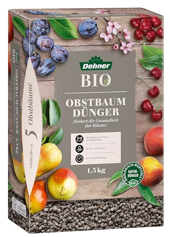 Dehner Bio Obstbaumdünger, hochwertiger Dünger für Obstbäume, organischer NPK-Dünger, mit Spurennährstoffen, ökologisch wertvoll, natürliche Langzeitwirkung, 1.5 kg, bunt | Dünger für Obstbäume, organischer NPK-Dünger, mit Spurennährstoffen, ökologisch wertvoll, natürliche Langzeitwirkung