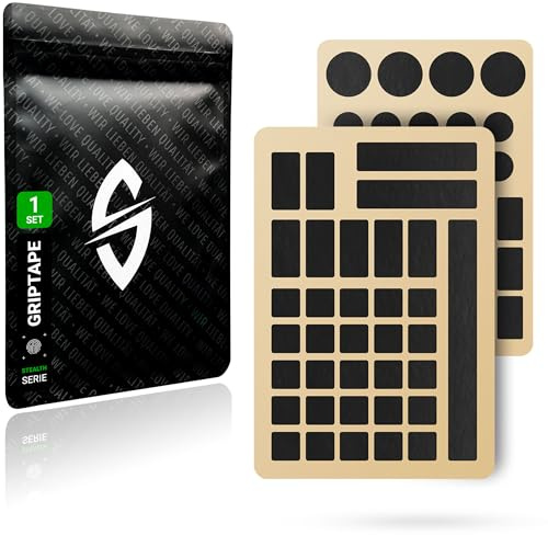 SensoryBoost DIY Grip Tape (71 st) – Halkfria självhäftande stickers i olika former, mycket tunna (0,5 mm), svettabsorberande – Grepptillbehör för mus, tangentbord, smartphone & fler enheter