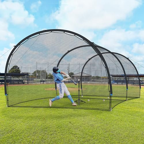 SHANTRA Batting Cage with Frame and Net, 13ft & 22ft Baseball Batting Cage for Backyard, Baseball & Softball Hitting Cage Netting for Outdoor Hitting & Pitching Practice, 22×13×9ft