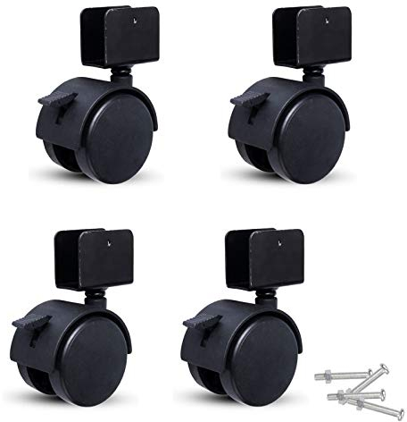 EQQHJL Gummierte Trolley-Räder Lenkrolle 2 Zoll 50 mm mit U-Halterung im Bremsdesign, Trolley-Nylon-Schwenkräder, Hochleistungsmöbel, bewegliche Räder, Tragfähigkeit 75 kg, mit Schrauben, 4 Stück