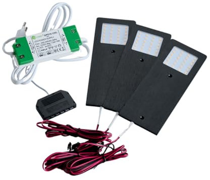 Loevschall Unterbauleuchte LED | Unterschrank Beleuchtung Küche | Led spot 3-Kit | LED Deckenleuchte Für Das Küche | LED Deckenspots | Modern Küchenbeleuchtung, Black, 190x70