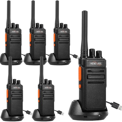 HESENATE HT66 PMR funkgerät, walkie Talkie große reichweite, lizenzfrei, 16 Kanäle, VOX, SCAN, CTCSS/DCS, 1200mAh Aufladbarer Akku, USB-Ladegerät, für Radtouren etc. (6er-Pack)
