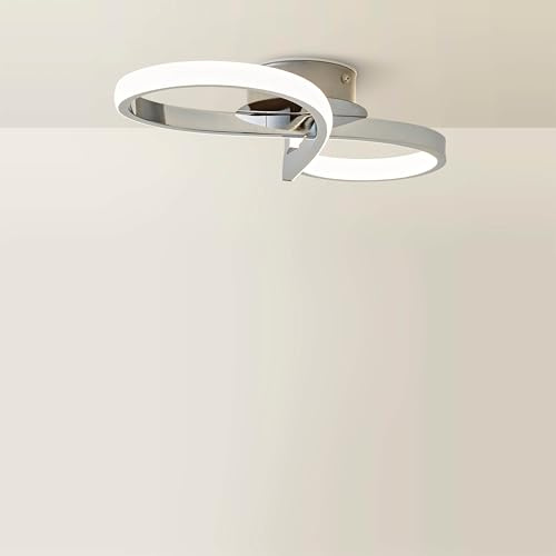 ValueLights | Chrome Swirl Ceiling Light Integrated LED Living Room Light Fitting - IP44 Bathroom | Bathroom, Home Décor & Improvement Essential | Mains Wired