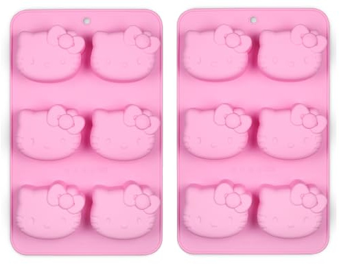 Handstand Kitchen Hello Kitty Cupcake-Formen-Set zum 50. Hochzeitstag, Silikon, mit klassischer Schleife, Pink